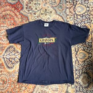Vintage Grandpa T-Shirt Embroidered Tee Mens XL Cotton 90s Navy Blue USA